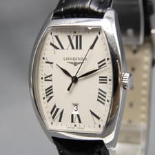 [Near MINT] LONGINES Evidenza L2.655.4 33mm Roman Cream Dial Date QZ Men's Watch