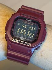 Casio G-Shock GW-M5610EW Unisex Solar Radio Watch Bordeaux Used