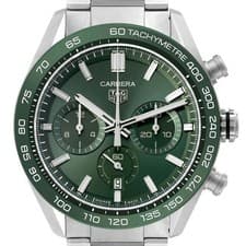 Tag Heuer Carrera Chronograph Green Dial Steel Mens Watch CBN2A1N Box Card