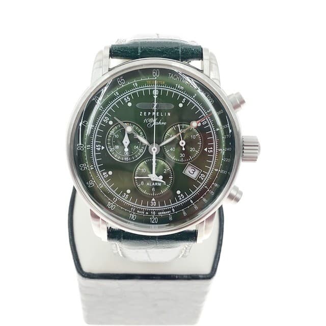 Zeppelin 8680-4 Chronograph Watch Green Used Mens 100th Anniversary Limited Japa
