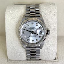 Rolex Lady-Datejust 26mm President Factory Diamond Dial 18K White Gold Box Paper