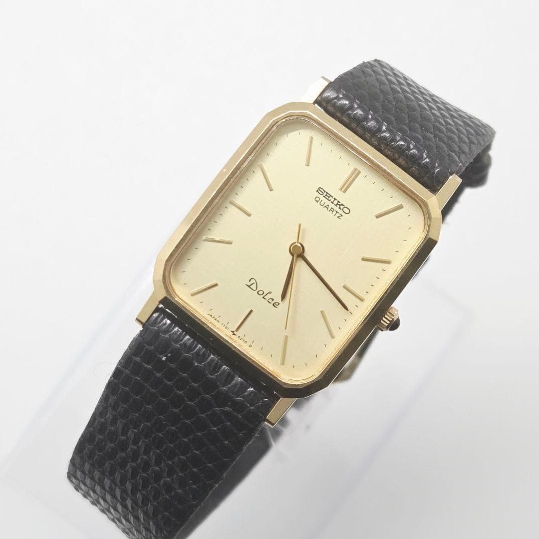 Seiko Dolce Dress Watch Quartz Gold 34mm 7731 5240 wrist 17cm Vintage