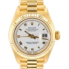 Rolex Datejust 69178 Solid 18KY Gold White Roman Dial President Watch 26mm