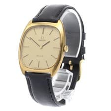 OMEGA DEVILLE 111.0139 32mm SS/GP Hand-Wind Gold Dial Leather Strap #C2043