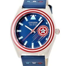 CITIZEN Eco Drive Captain America Soars AW1796-09W Unused Blue Marvel coll