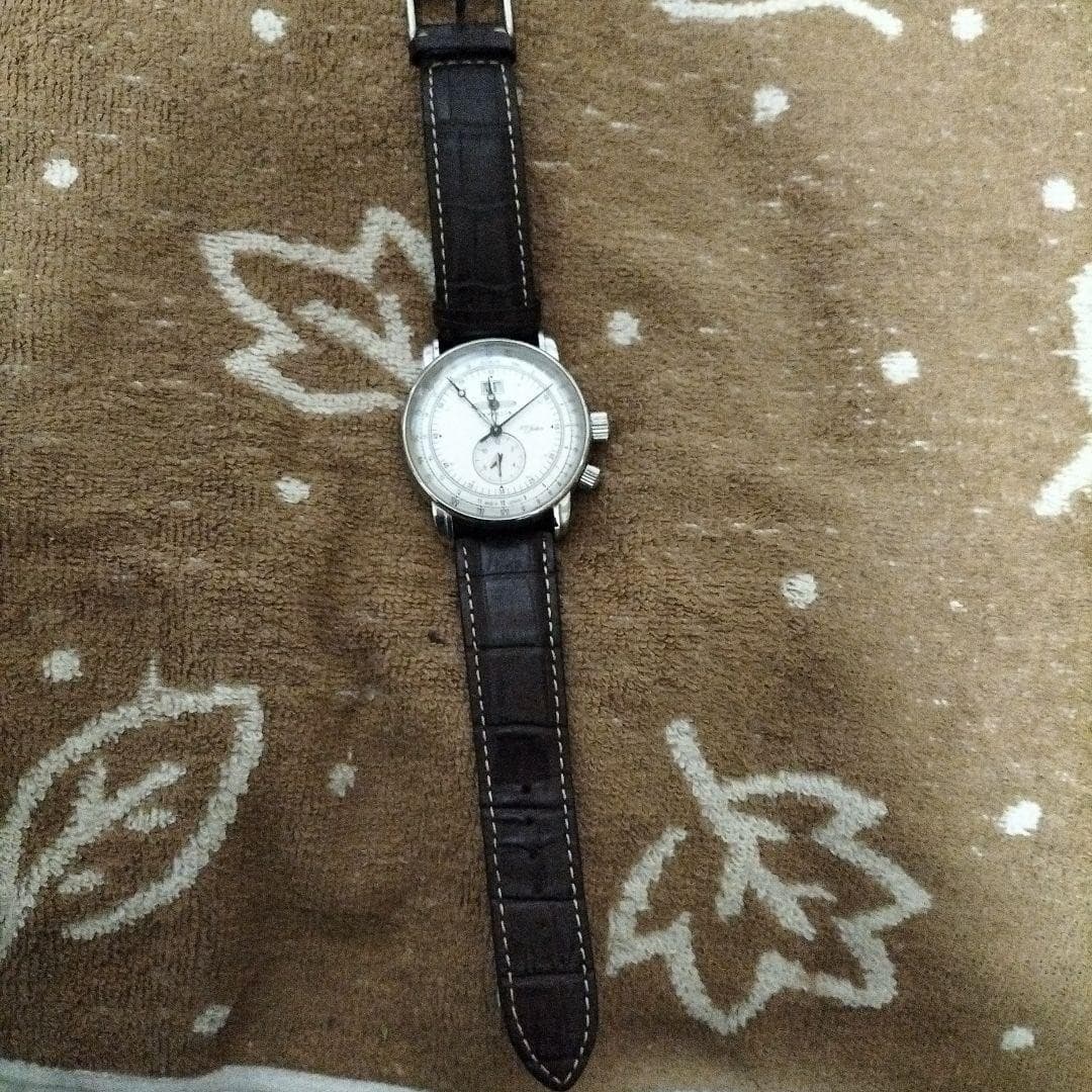 Zeppelin 100 Jahre Manual Wind Watch Silver Dial Leather Band Used