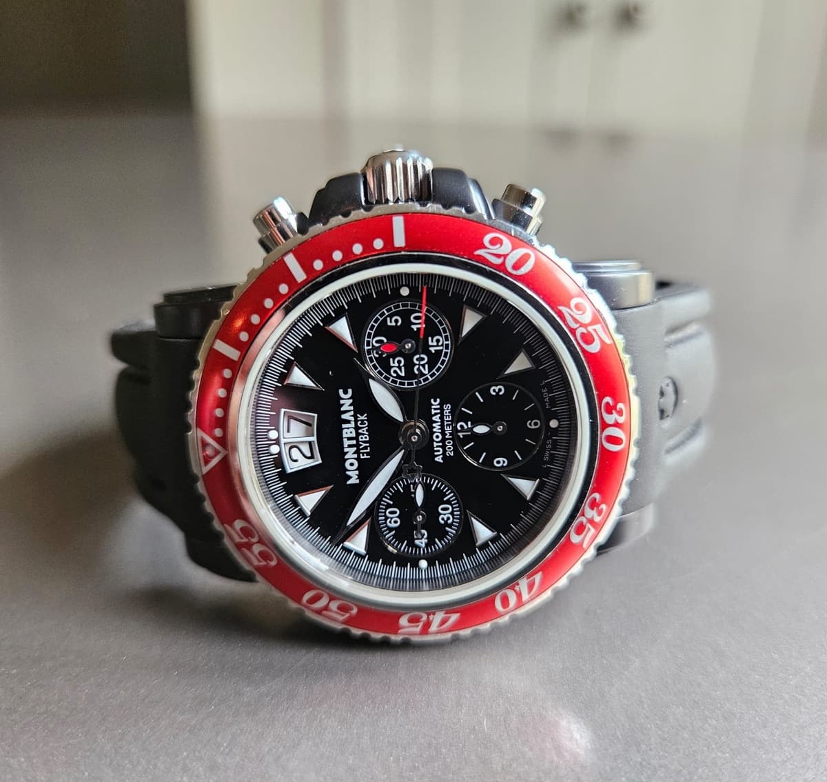 Montblanc Meisterstuck Flyback Chronograph Black+Red; Awesome + Rare!