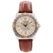 Vintage 39mm Breitling B32047.1 Windrider Antares World GMT Automatic Wristwatch