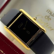 Cartier Must Tank LM Manual Wind Watch Black Onyx Dial Working Used