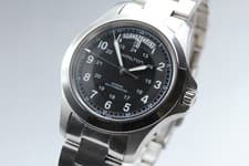 [w/Box] HAMILTON Khaki King H644550 Black Day Date Automatic Swiss Made SS Watch