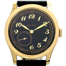 BALTIC MR01 Men's Automatic Watch Black & Yellow Gold Back Leather Strap
