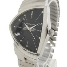 HAMILTON Watch Ventura SS Quartz Black Dial Used SKAI-0