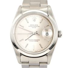 Mens Rolex Date 15200 Stainless Steel Watch Domed Bezel Oyster Band Silver Dial