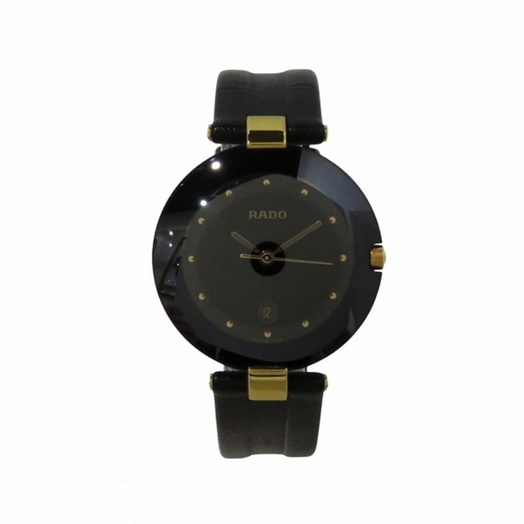 Rado Coupole Quartz Men's Watch SS Leather Black Used From Japan