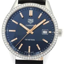TAG HEUER WAR1114 Carrera Date Diamond Bezel Quartz Men s Excellent Condition 89
