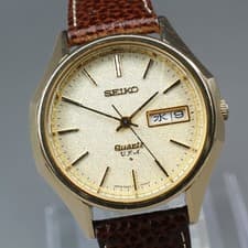 [EXC+5] Vintage 1975 SEIKO V.F.A 3823-7040 Cap Gold Men's Quartz Watch JP #135