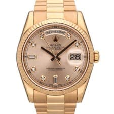 Rolex Day-Date 36 118235 18k Rose Gold Pink Diamond Dial Rolex Box & Warranty