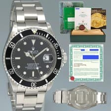 MINT 2001 PAPERS Rolex Submariner Date 16610 Steel Pre-Ceramic Black 40mm Watch
