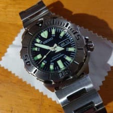 Seiko Black Monster Automatic Diver Watch Stainless Steel Black Dial