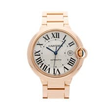 Cartier Ballon Bleu Rose Gold Automatic 42mm Silver Dial Bracelet Watch W69006Z2