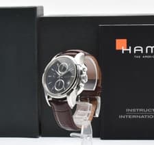 HAMILTON Jazzmaster H326160 Chronograph Black Dial AT Men's watch BOX From JAPAN