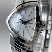 Hamilton Ventura H242111 Quartz Watch Silver Steel 23.9mm Used Authentic