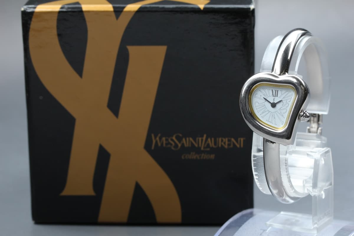 N MINT / Box Yves Saint Laurent Heart 40th Anniversary Bangle Ladies Qz Watch
