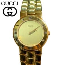 GUCCI Vintage Gold Ladies Watch 3300.2.L Quartz Sapphire Glass Used From Japan