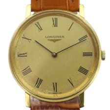 LONGINES 847 4127 Watch Manual Winding Leather Belt Roman Gold Color GY11 /MQ