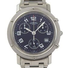 HERMES CL1.910 Clipper Watches blackDial Stainless Steel Quartz Chronograp...