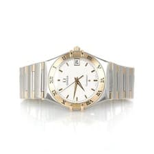 Omega Constellation Half Bar Watch White Dial Steel Gold Two Tone