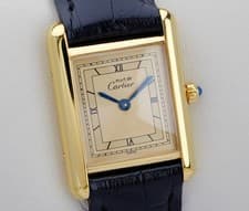 Cartier Must de Tank SM Gold Plated Roman Dial Quartz 21mm Ladies Watch
