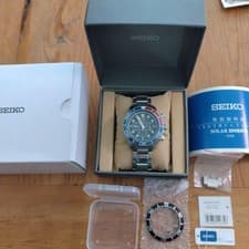 Seiko Prospex Solar Watch V175-0AD0 Diver Chronograph Black Dial Pepsi Bezel