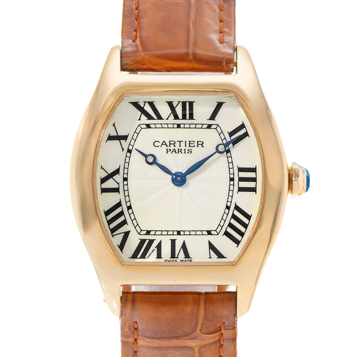 Cartier Tortue W1531851 2496 34x43 Roman Yellow Gold Manual Wind Mens Watch