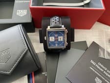 TAG Heuer Monaco Automatic Chronograph Blue Dial Leather Strap Watch
