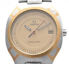 【NEAR MINT】 Omega Seamaster Polaris Gold Dial Day Date Quartz Men's Watch JAPAN