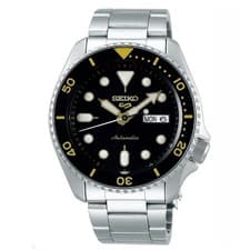 SEIKO 5 Sports SRPD57K1 Men's Automatic Watch 100m Stainless Steel Black Bezel
