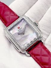 Swiss [N. MINT] 33mm Michele Deco Diamond Bezel MOP Dial Women's Watch