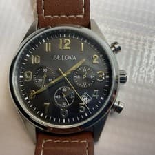 Bulova  Men's Classic 6-Hand Chronograph Quartz Brown Leather Strap