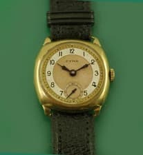 Vintage 1915 Cyma Tavannes Solid Gold Original Dial Men's Antique Watch