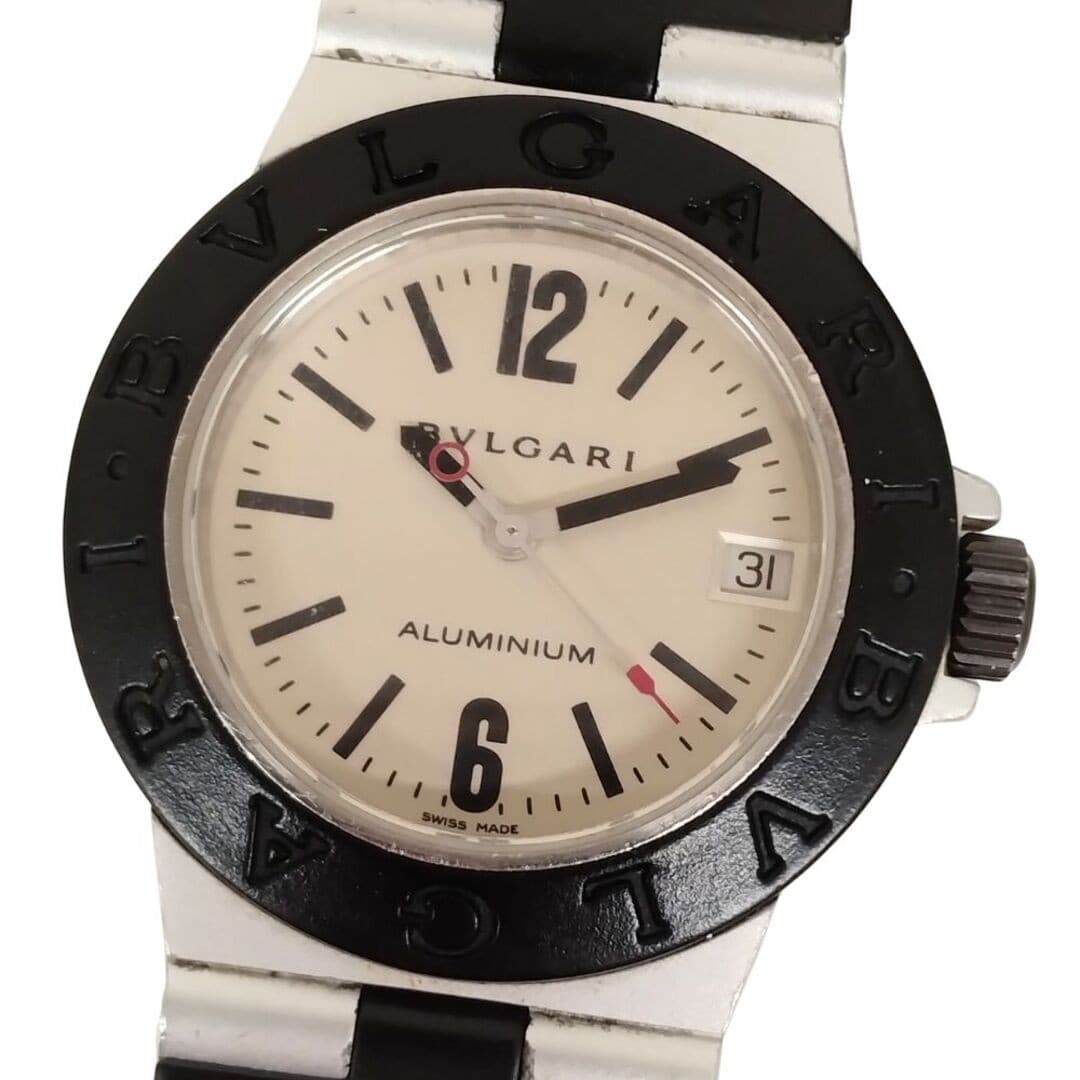 Bvlgari AL32A Aluminum Quartz Boys Watch Used Black Silver From Japan From Japan
