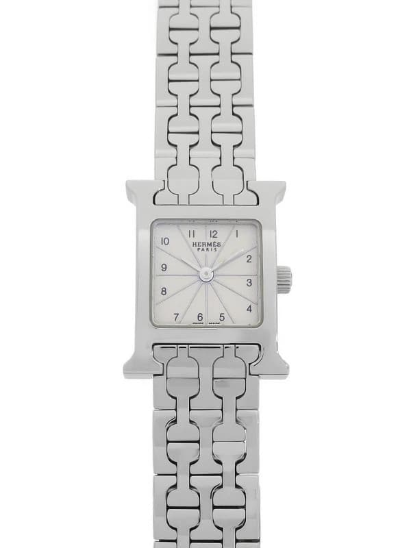 HERMES H Watch Mini Tpm HH1.110 Silver Ladies Used Watch #41821