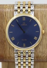 Omega DeVille Two-Tone 32mm Blue Dial Stainless Steel Quartz Watch 395.2378