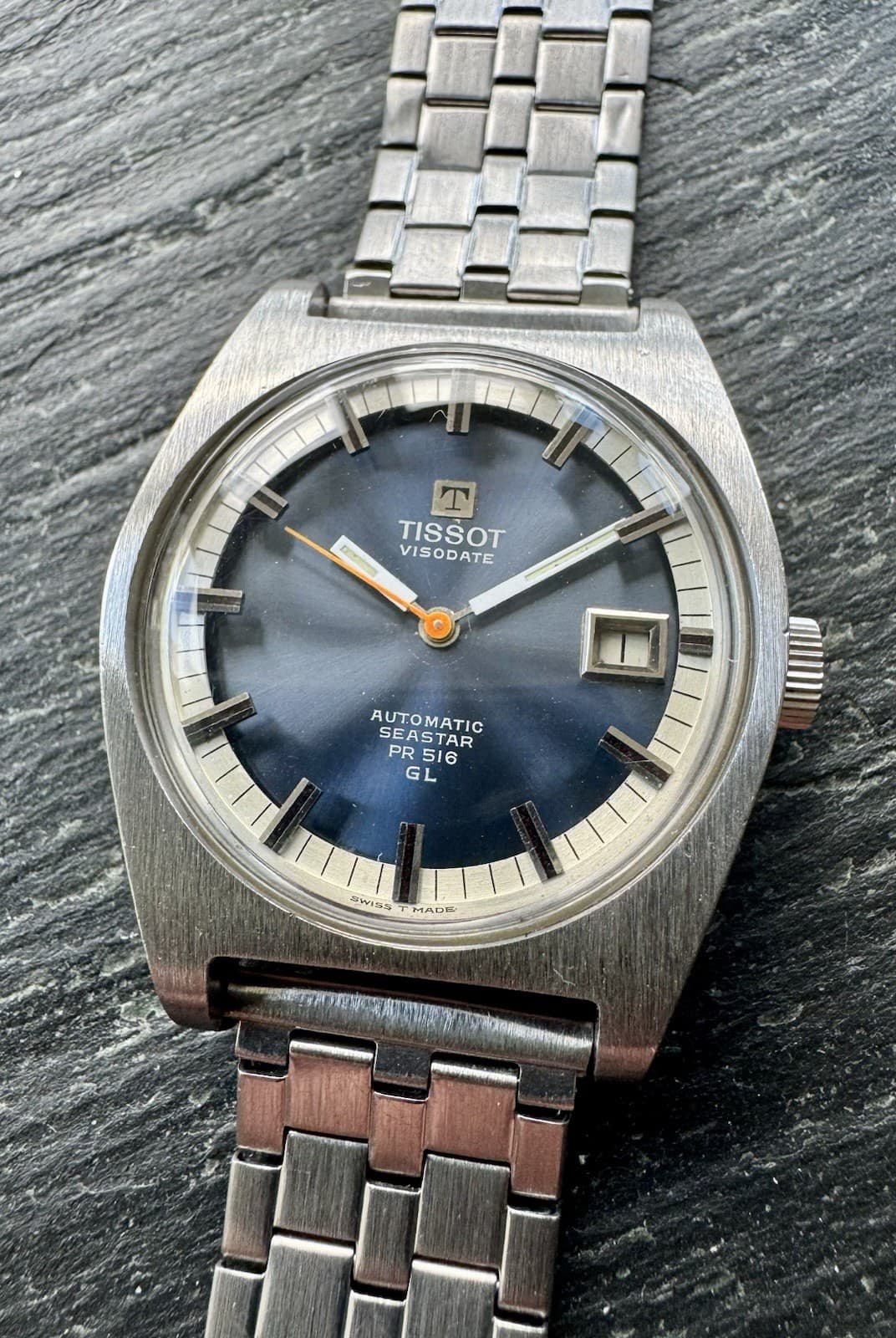 VINTAGE TISSOT VISODATE AUTOMATIC SEASTAR PR-516 GL MEN WRISTWATCH REF:44572-5X