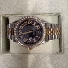 Rolex Datejust Two-Tone Diamond Bezel Black Dial Roman Numerals Automatic