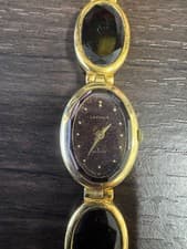 SEIKO LASSALE Watch Gold Black Oval Quartz Jewelry Style Used Authentic