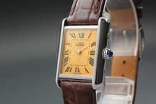 [NEAR MINT] Cartier Must Tank 2416 Must de Cartier Orange Dial Qz Womens Watch