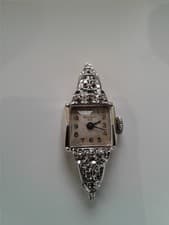 Vintage Bulova 14K White Gold & Diamonds Ladies Watch (NOT WORKING) or for scrap