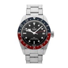 Tudor Black Bay GMT Steel Auto 40mm Black Dial Blue Burgundy Bezel Watch 79830RB