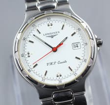 Longines Conquest VHP Quartz L1.613.4 White Dial Red Second 34mm Swiss Watch